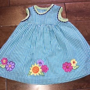 Vintage Spring Summer Floral Seersucker Appliqué Dress 24 month Good Lad